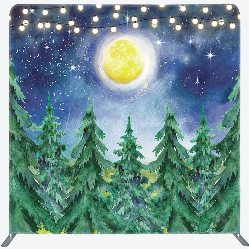 Lofaris Winter Trees Moon Baby Shower Pillow Cover Backdrop