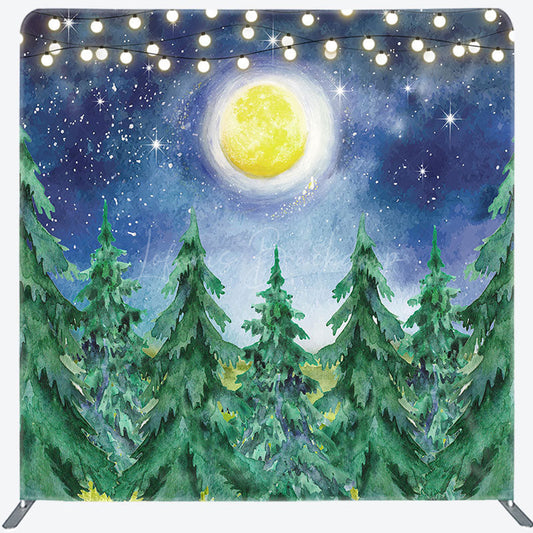 Lofaris Winter Trees Moon Baby Shower Pillow Cover Backdrop