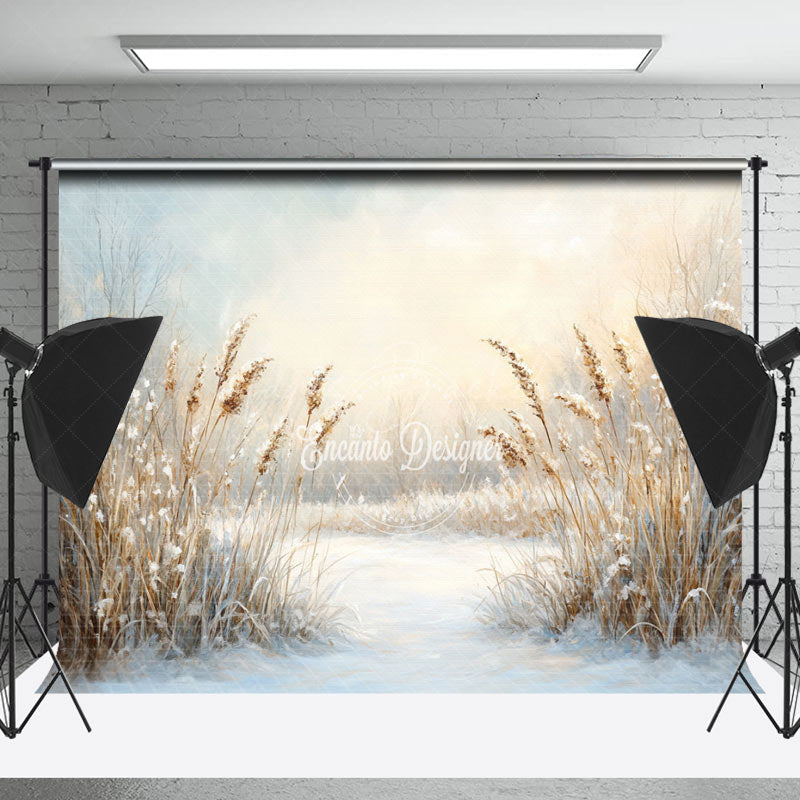 Lofaris Winter Wheat Field Natural Scenery Photo Backdrop