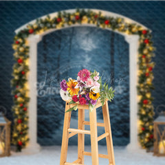 Lofaris Winter Wonderland Arch Photography Backdrop Snowy Christmas Forest Scene Holiday Mini Session Background
