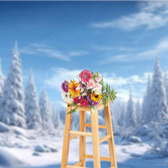 Lofaris Winter Wonderland Photography Backdrop Snow Covered Pine Trees and Forest Natural Scenery Christmas Photo Prop