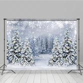 Lofaris Winter Wonderland Photography Backdrop Snowy Christmas Tree Forest Magical Holiday Snowfall Photo Background