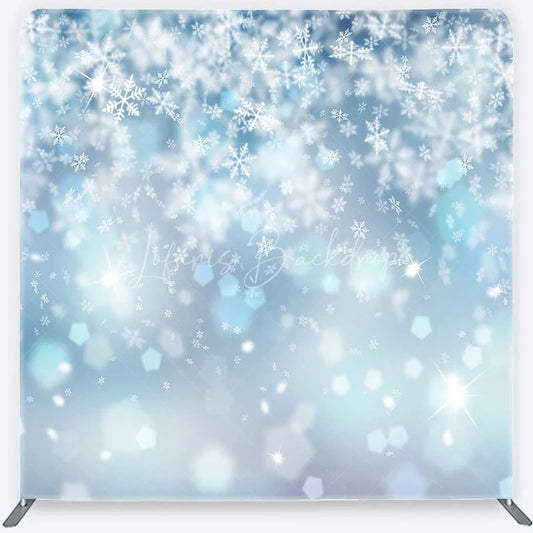 Lofaris Winter Wonderland Snowflake Tension Fabric Backdrop Blue Snow and Stars Photography Background