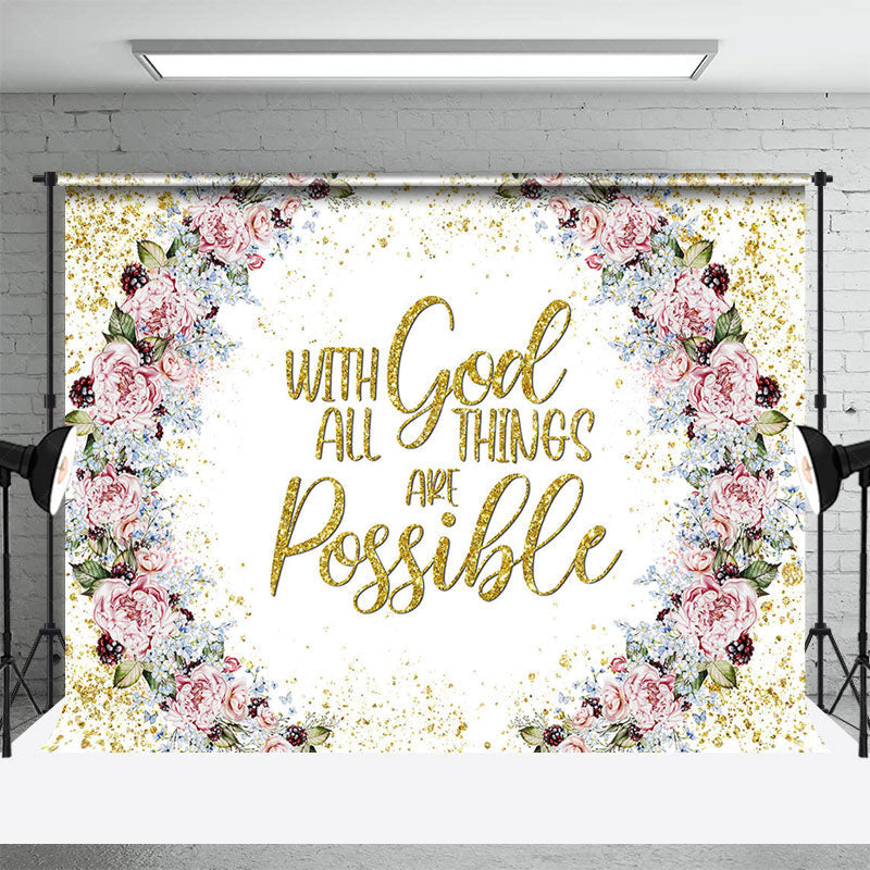 Lofaris With God All Things Are Possible Floral Easter Backdrop