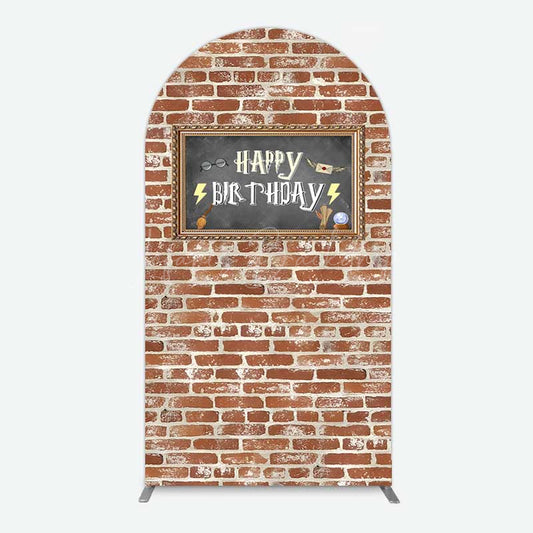 Lofaris Wizard School Brick Wall Frame Birthday Arch Backdrop