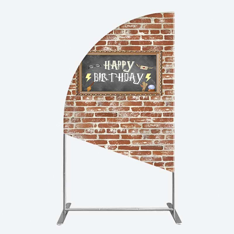 Lofaris Wizard School Brick Wall Frame Birthday Half Moon Arch Backdrop
