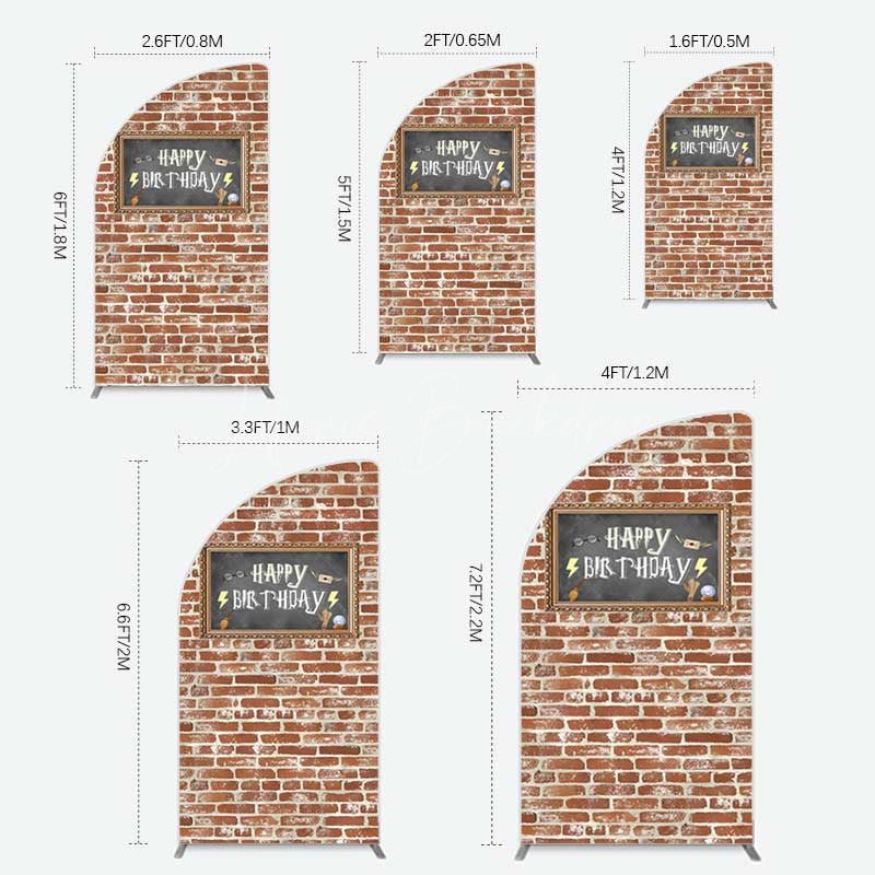 Lofaris Wizard School Brick Wall Frame Birthday Half Moon Arch Backdrop