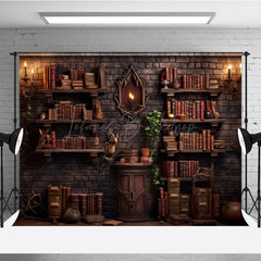 Lofaris Wizard’s Library Bookshelf Photography Backdrop Magical Alchemist Study for Fantasy Halloween Photo Shoots
