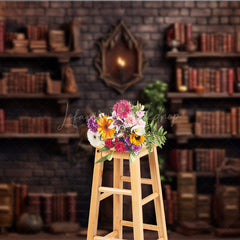 Lofaris Wizard’s Library Bookshelf Photography Backdrop Magical Alchemist Study for Fantasy Halloween Photo Shoots