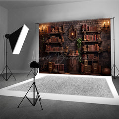 Lofaris Wizard’s Library Bookshelf Photography Backdrop Magical Alchemist Study for Fantasy Halloween Photo Shoots