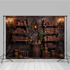 Lofaris Wizard’s Library Bookshelf Photography Backdrop Magical Alchemist Study for Fantasy Halloween Photo Shoots