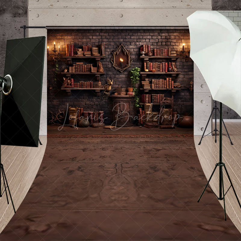 Lofaris Wizard’s Library Bookshelf Sweep Backdrop Magical Alchemist Study for Fantasy Halloween Photo Shoots