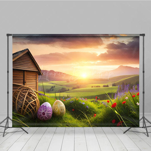 Lofaris Wonderland Cabin Sunrise Photography Easter Backdrop