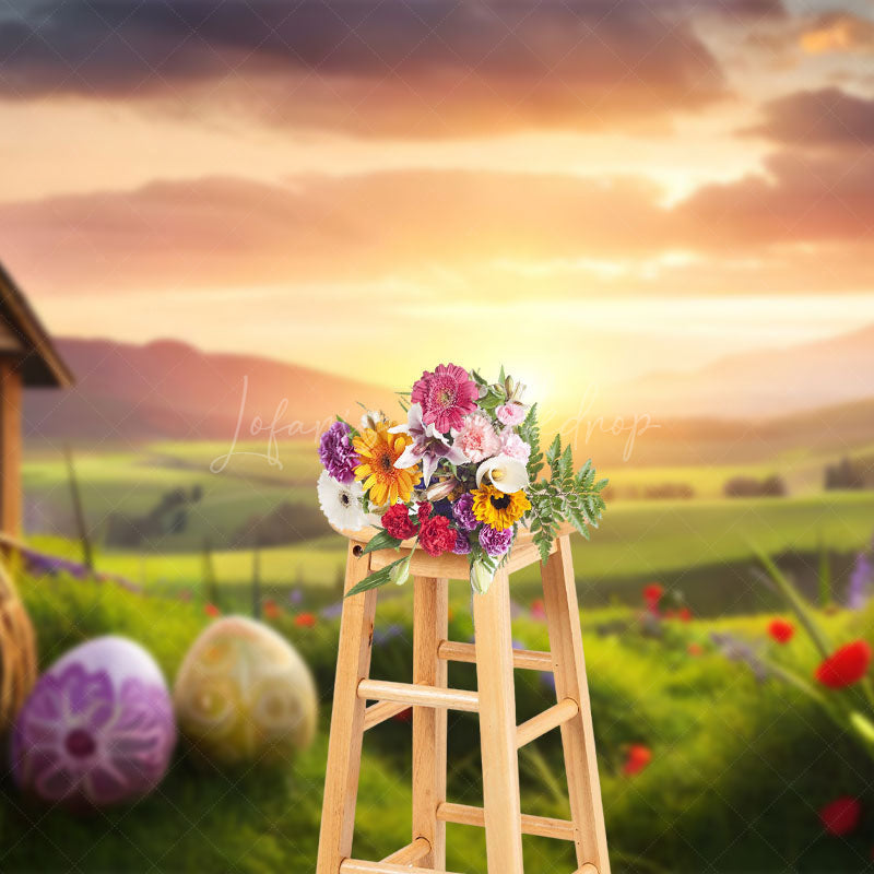 Lofaris Wonderland Cabin Sunrise Photography Easter Backdrop