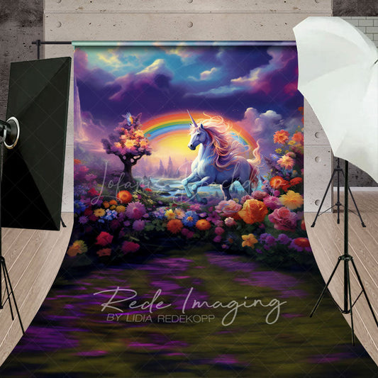 Lofaris Wonderland Colorful Unicorn Cake Smash Sweep Backdrop
