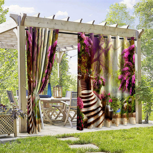 Lofaris Wonderland Stairs Waterproof Printed Outdoor Curtains