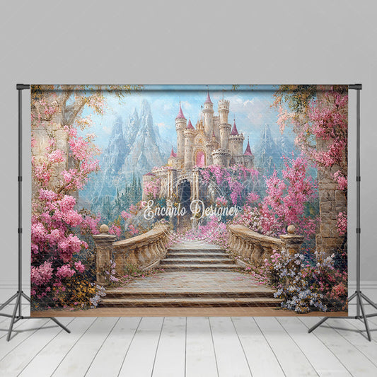 Lofaris Wonderland Sweet Floral Sky Castle Wedding Backdrop
