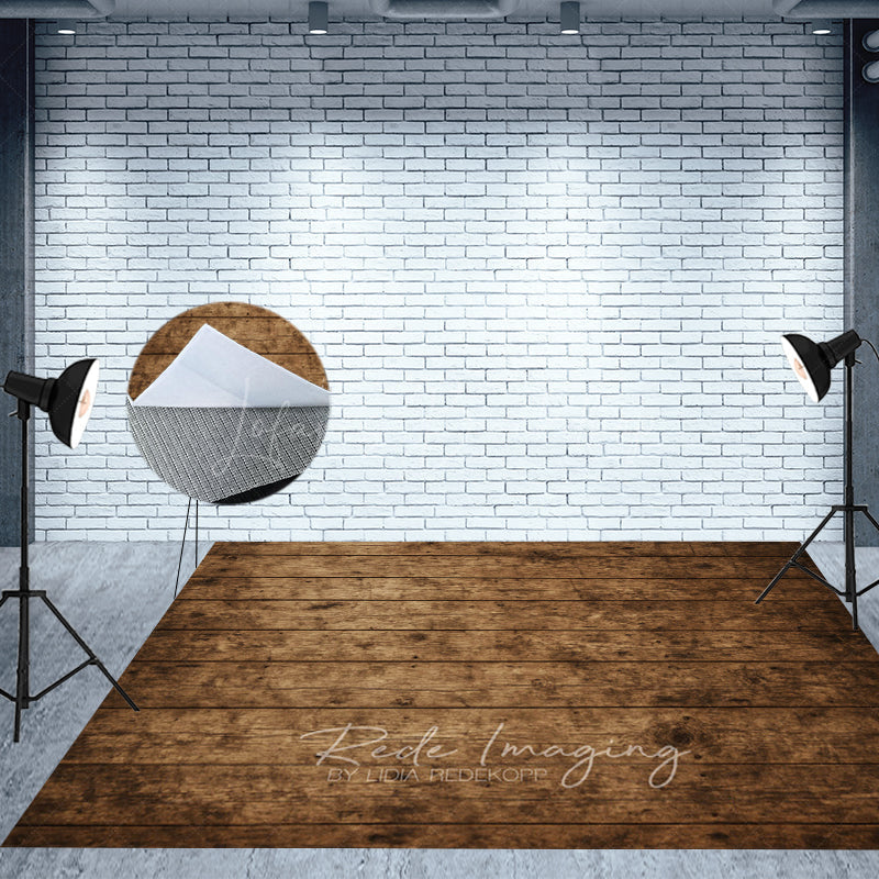 Lofaris Wood Brown Black Dot Fabric Floor Backdrop For Photo