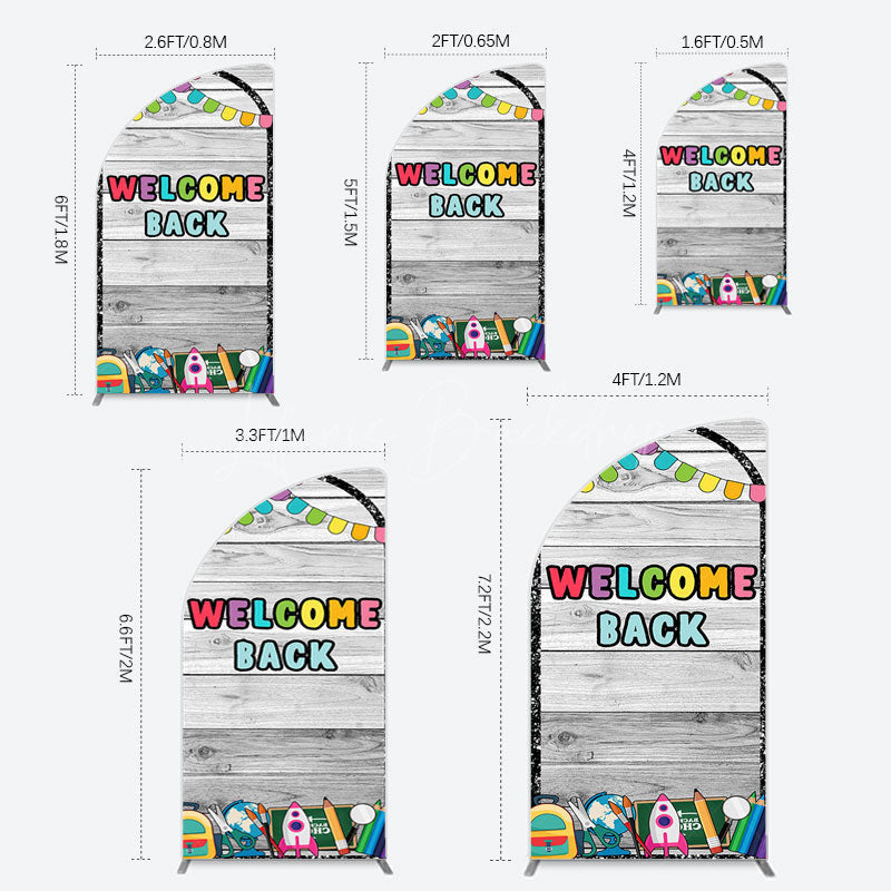 Lofaris Wood Classroon Welcome Back To School Half Moon Arch Backdrop