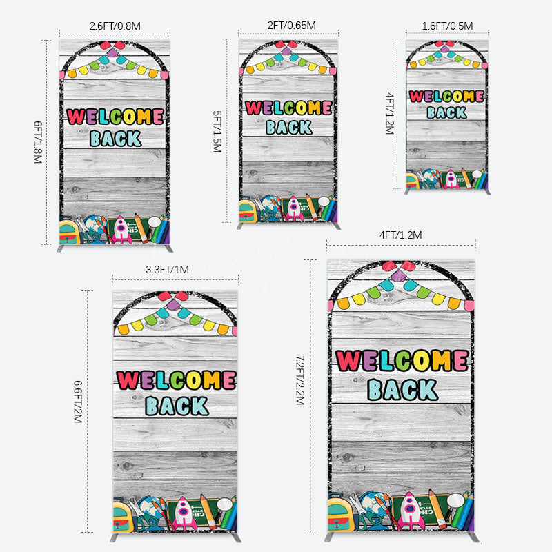 Lofaris Wood Classroon Welcome Back To School Rectangle Backdrop