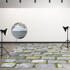 Lofaris Wood Door Greenery Floor Tiles Combo Set Backdrop