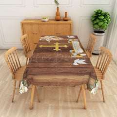 Lofaris Wood God Bless Baptism Party Rectangular Tablecloth