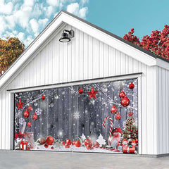 Lofaris Wood Grain Festive Christmas Vibe Garage Door Banner