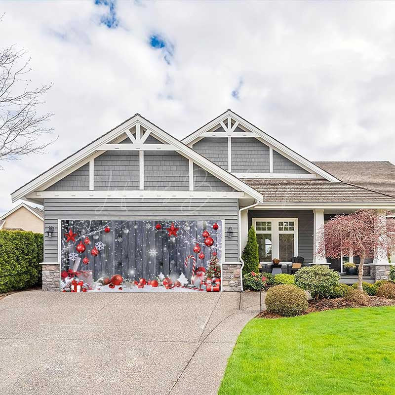 Lofaris Wood Grain Festive Christmas Vibe Garage Door Banner