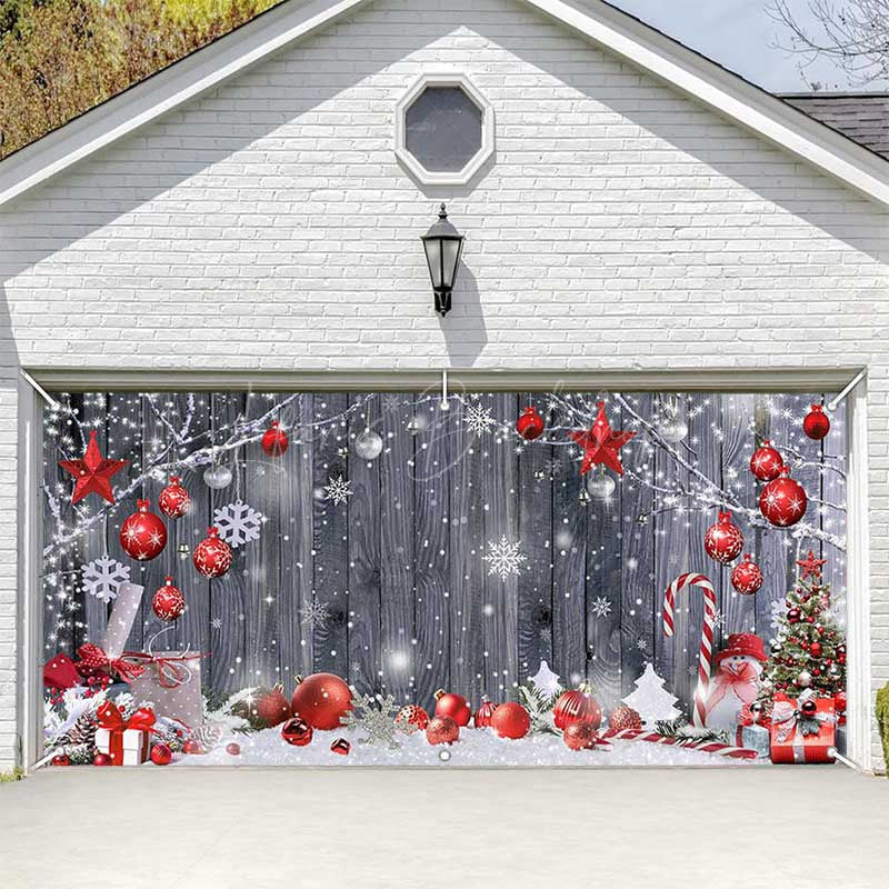 Lofaris Wood Grain Festive Christmas Vibe Garage Door Banner