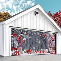 Lofaris Wood Grain Festive Christmas Vibe Garage Door Banner