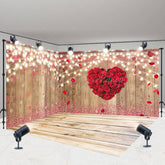 Lofaris Wood Grain Lighted Red Rose Love Room Set Backdrop