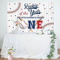 Lofaris Wood Grain Rookie Of The Year Baseball Party Backdrop