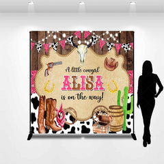 Lofaris Wood Little Cowgirl Custom Name Baby Shower Backdrop