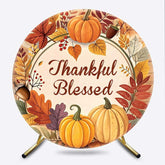 Lofaris Wood Pumpkin Thankful Blessed Autumn Round Backdrop