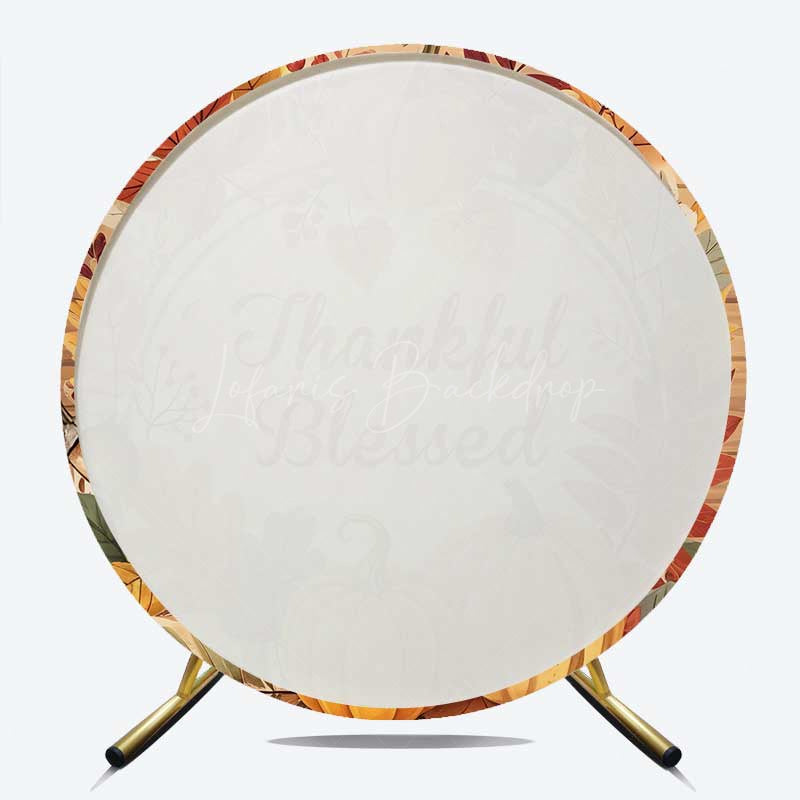 Lofaris Wood Pumpkin Thankful Blessed Autumn Round Backdrop
