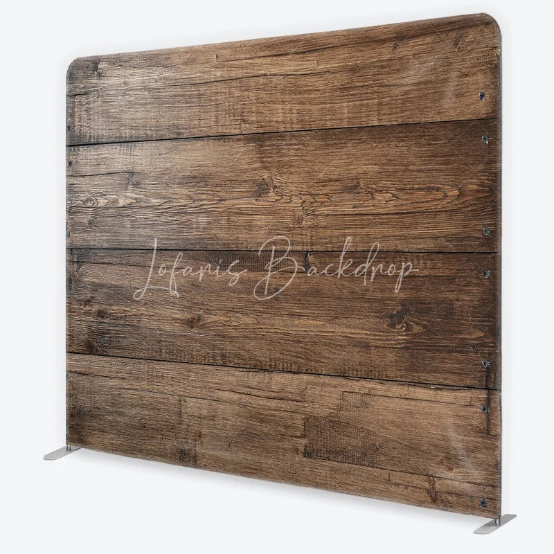 Lofaris Wood Wall Tension Fabric Backdrop Dark Brown Rustic Timber Texture Photography Background