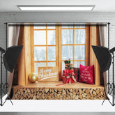 Lofaris Wood Window Gift Winter Forest Christmas Backdrop