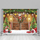 Lofaris Woode Barn Door Trees Festive Christmas Backdrop