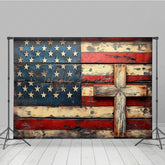 Lofaris Wooden American Flag God In Bless Photography Backdrop