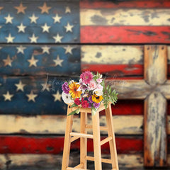 Lofaris Wooden American Flag God In Bless Photography Backdrop