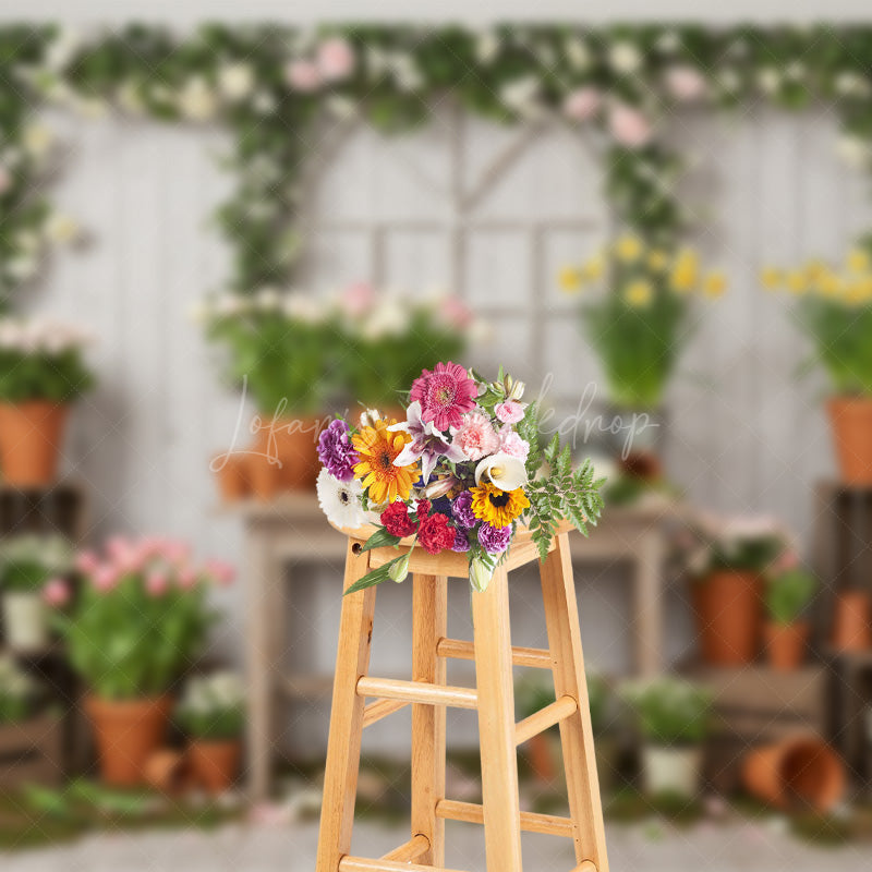 Lofaris Wooden Board Planting Tulips Floral Spring Backdrop