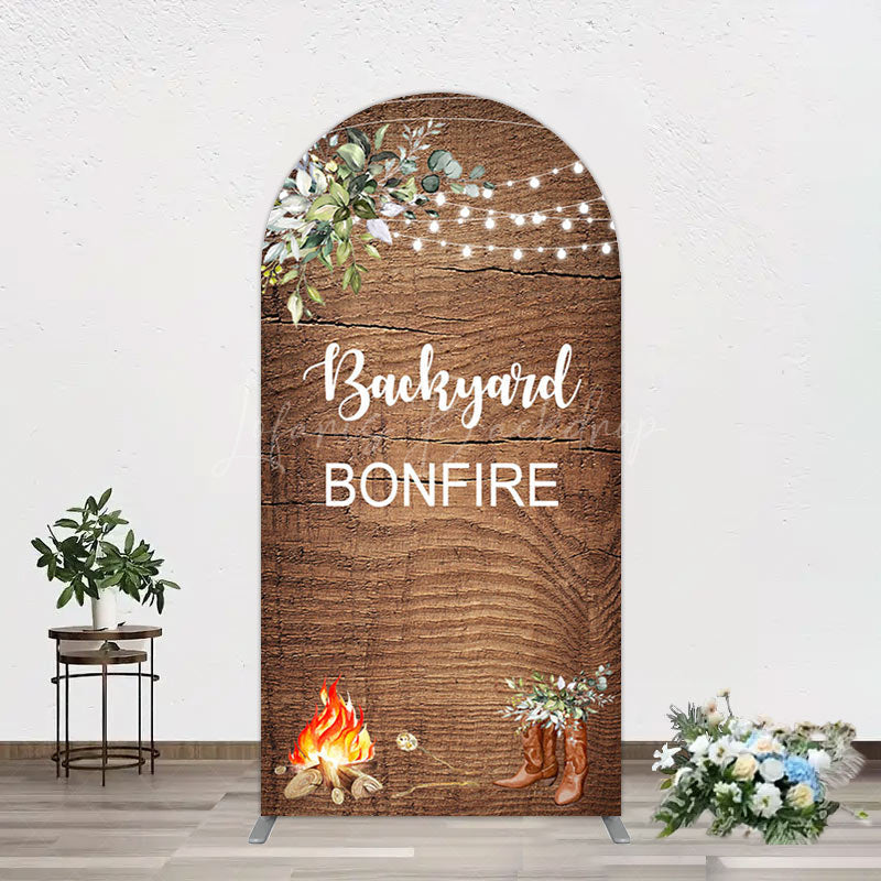 Lofaris Wooden Cowboy Backyard Bonfire Party Arch Backdrop