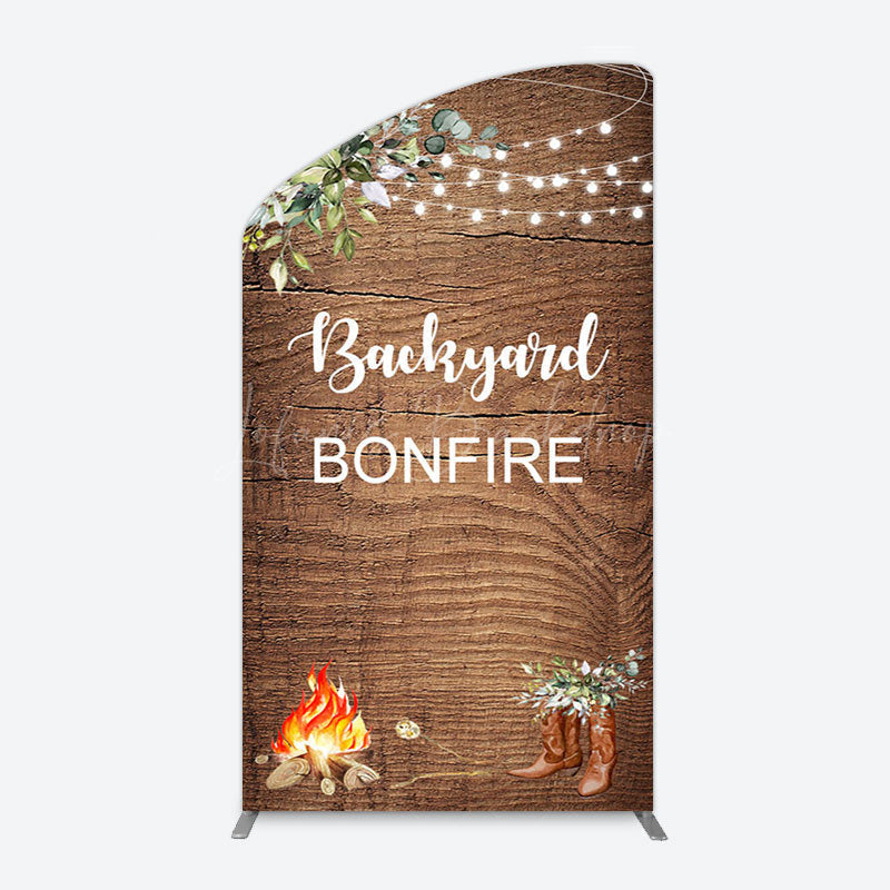 Lofaris Wooden Cowboy Backyard Bonfire Party Arch Backdrop