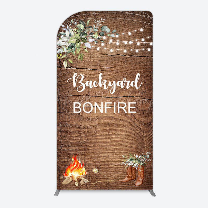 Lofaris Wooden Cowboy Backyard Bonfire Party Arch Backdrop