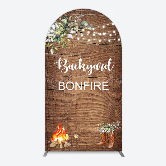Lofaris Wooden Cowboy Backyard Bonfire Party Arch Backdrop