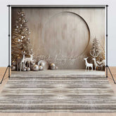 Lofaris Wooden Floor Elk Trees Christmas Combo Set Backdrop