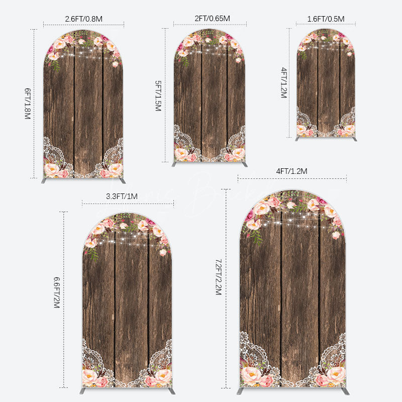 Lofaris Wooden Floral Lace Pattern Wedding Arch Backdrop
