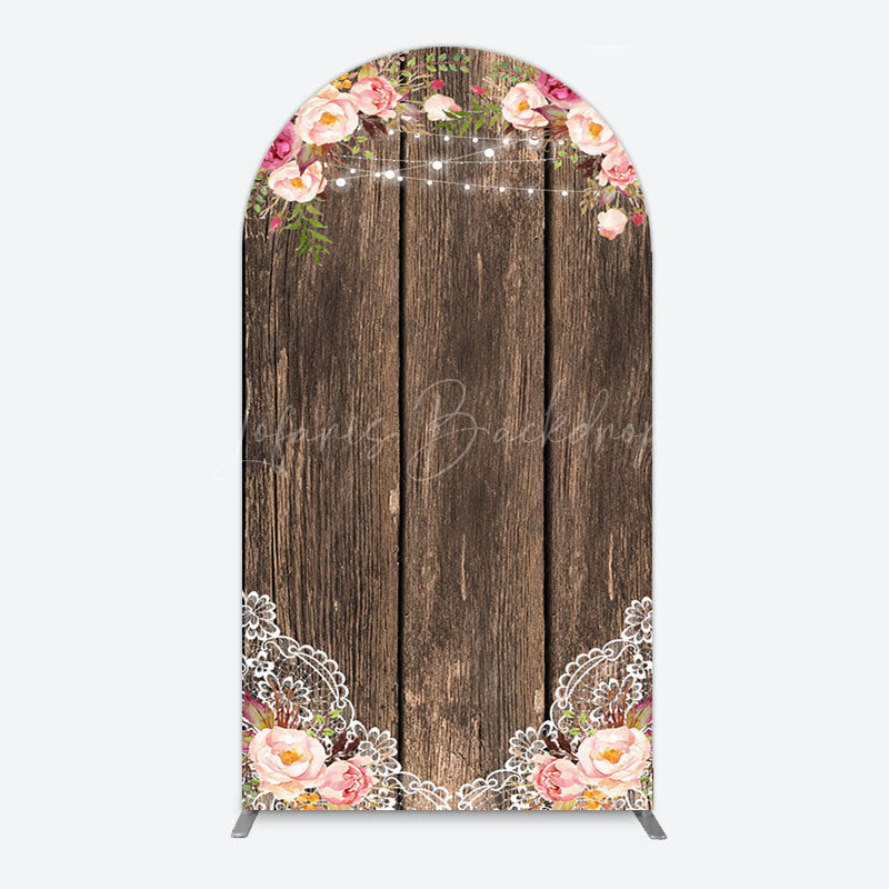 Lofaris Wooden Floral Lace Pattern Wedding Arch Backdrop