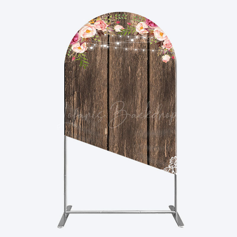 Lofaris Wooden Floral Lace Pattern Wedding Arch Backdrop