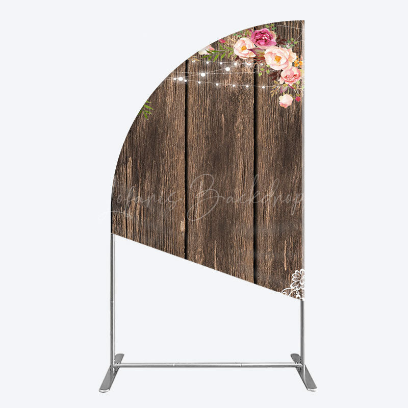 Lofaris Wooden Floral Lace Pattern Wedding Half Moon Arch Backdrop